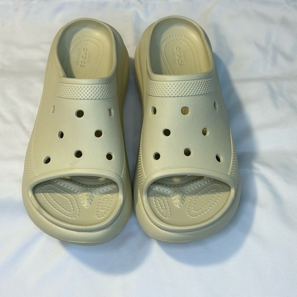 Crocs Crush Platform Unisex Slides Bone Ladies 10 Menโs 8